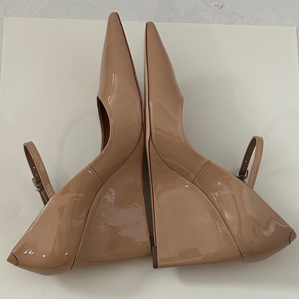 Maeve for Anthro The Sibley Mary Jane Patent Leather Wedge Heels nude 40 or 9.5 - Picture 8 of 12